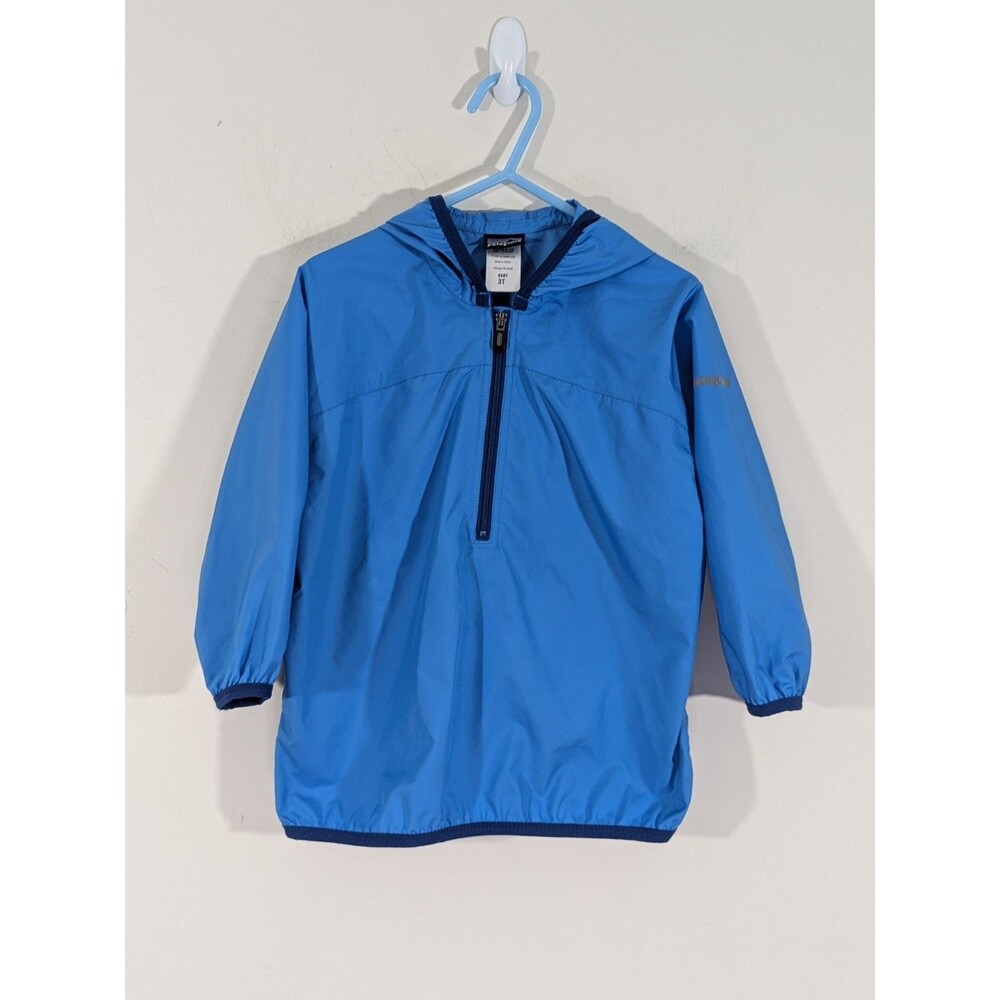 Patagonia Toddler Balsa Rain Jacket Blue 1/4 Zip Waterproof Sz 2T Extra Light